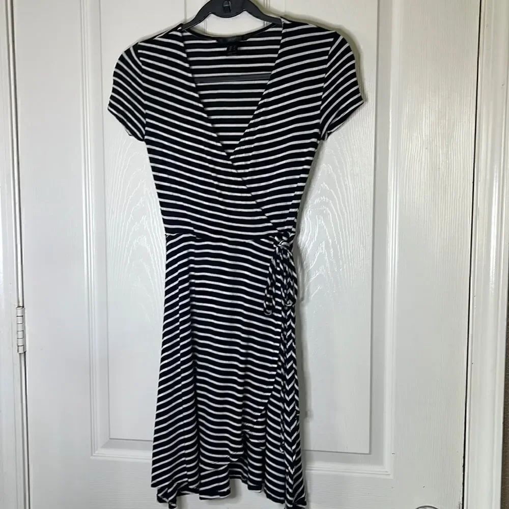 Streetwear society black and white striped faux wrap dress size small
